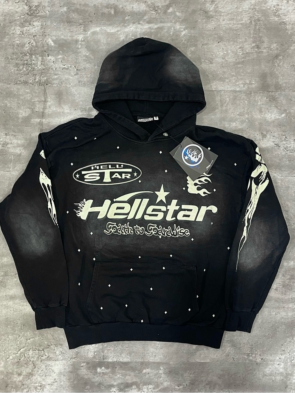 Hellstar Graphic Hoodie Black Flame Logo Men’s Medium